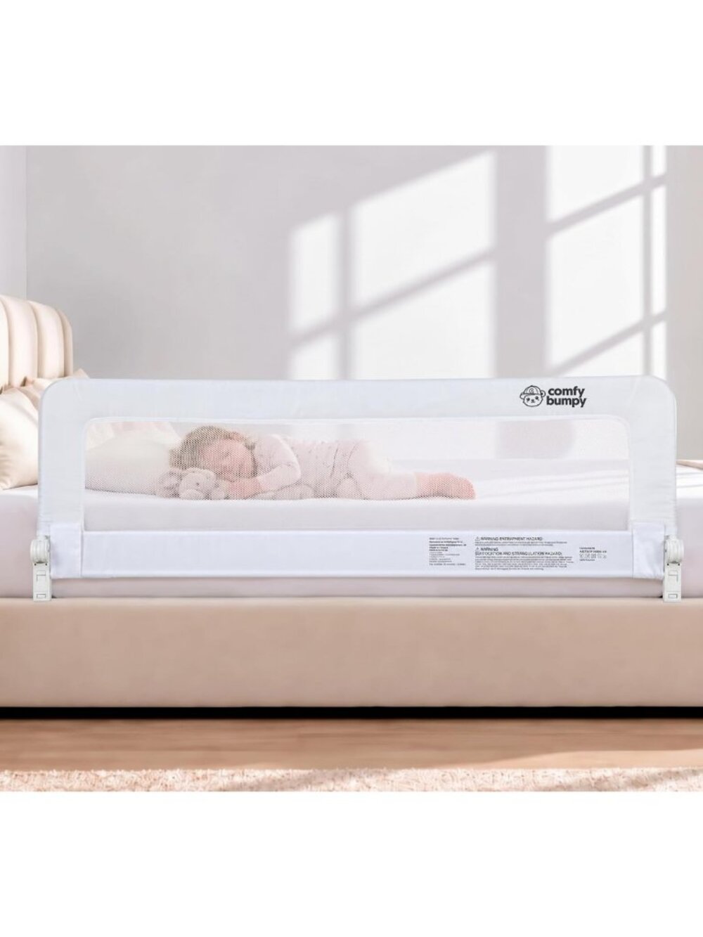 Adjustable Toddler Bed Rail Guard - 55.5" L x 19.5" H | Safe Swing Down Side
